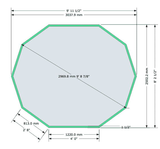 External Dimesnions of Bramshall Cedar Greenhouse Base